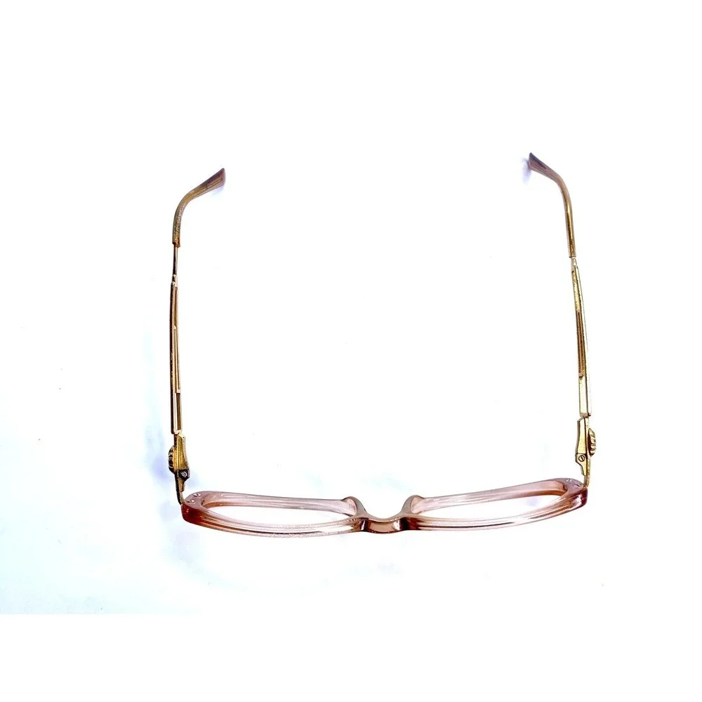 Versace Beige Gold Clear Oval Glasses Medusa Temple Italy MOD V50 G51 51 17 130
